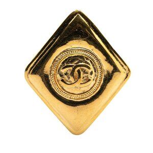 CHANEL Authentic Gold Diamond Logo Brooch